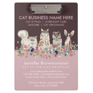 Pink Pet Cat Sitting Pet Veterinary Service Clipboard