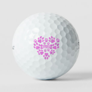 Pink Pet Paws Heart Titleist Pro V1 Golf Balls