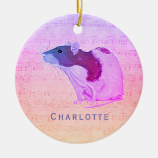 Pink Pet Rat Add Your Name Rat Ceramic Tree Decoration