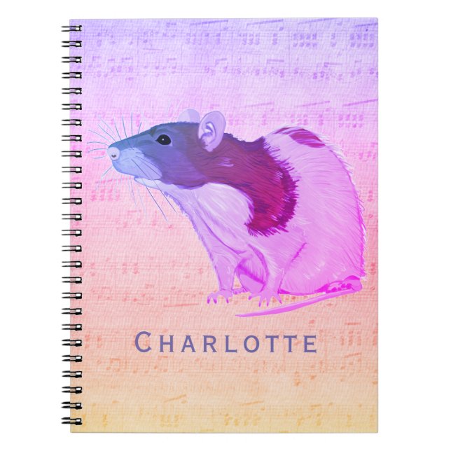 Pink Pet Rat Add Your Name Rat Notebook (Front)