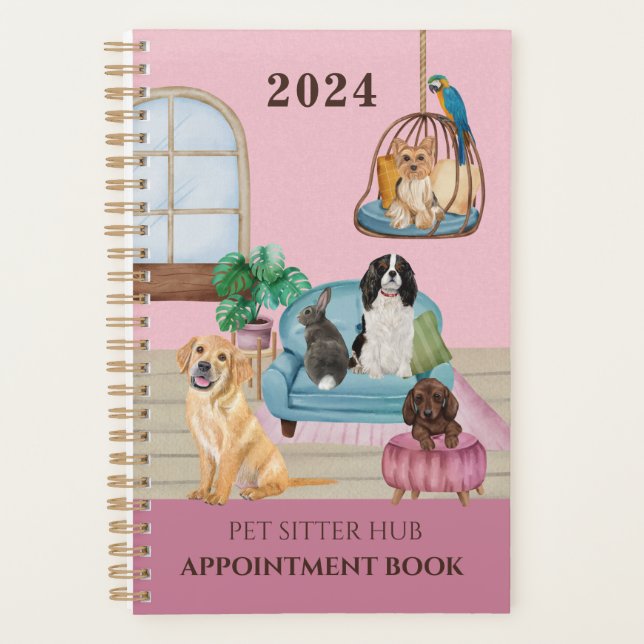 Pink Pet Sitter Business Office Appointment Diary  Planner (Front)