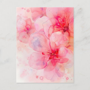Pink Petal Elegance Watercolor Holiday Postcard