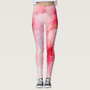 Pink Petal Elegance Watercolor Leggings