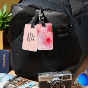Pink Petal Elegance Watercolor Luggage Tag