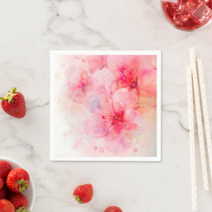 Pink Petal Elegance Watercolor Napkin
