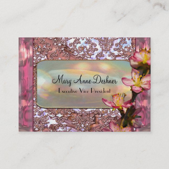Pink Petal Elegant  3.5" x 2.5" Business Card (Front)