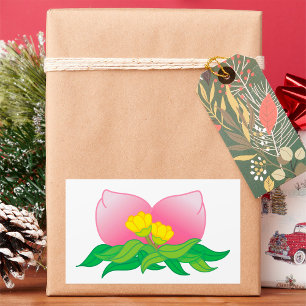 Pink Petal Flower with Yellow Blossoms Rectangular Sticker