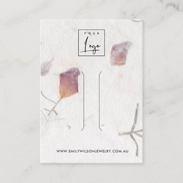 PINK PETAL HANDMADE PAPER  HAIR CLIP DISPLAY CARD (Front)