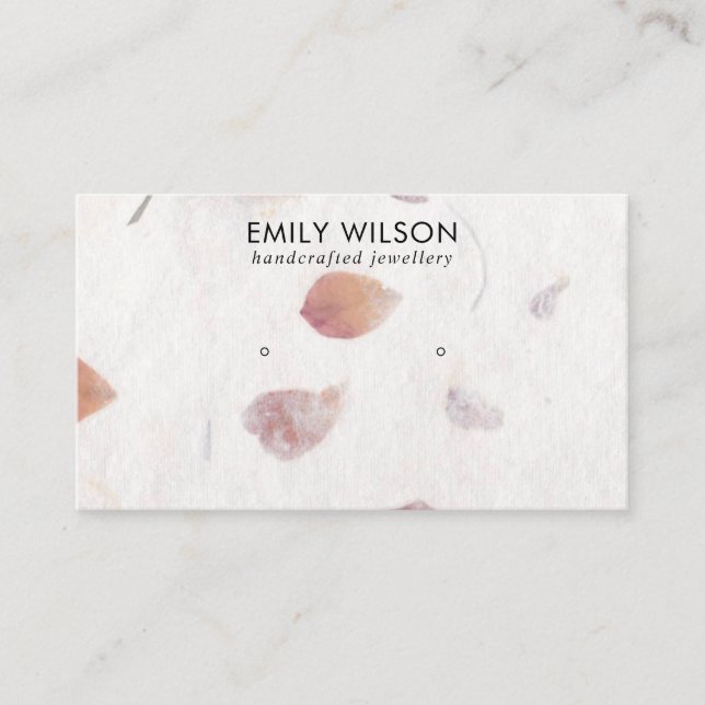 PINK PETAL HANDMADE PAPER STUD EARRING DISPLAY BUSINESS CARD (Front)