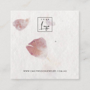PINK PETAL HANDMADE PAPER  STUD EARRING DISPLAY SQUARE BUSINESS CARD