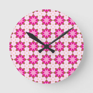 Pink Petal Mosaic pattern Round Clock