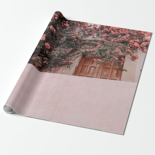 Pink petaled flower wrapping paper (Unrolled)