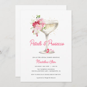 Pink Petals and Prosecco Bridal Shower Invitation