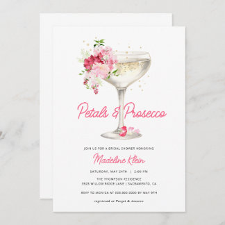 Pink Petals and Prosecco Bridal Shower Invitation