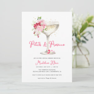 Pink Petals and Prosecco Bridal Shower Invitation