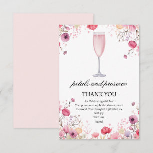 Pink Petals and Prosecco Bridal Shower Thank You Card
