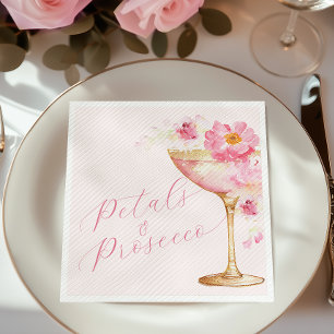 Pink Petals and Prosecco Floral Bridal Shower Napkin