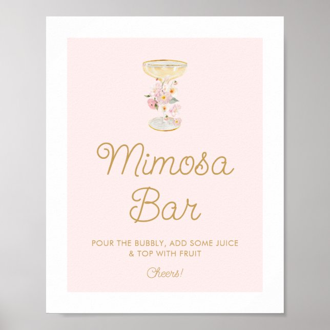 Pink Petals and Prosecco Mimosa Bar Sign (Front)