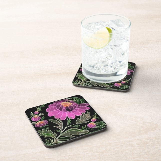Pink Petals Art Deco Coaster (Right Side)