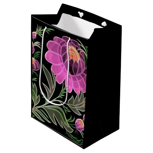Pink Petals Art Deco Medium Gift Bag (Front Angled)