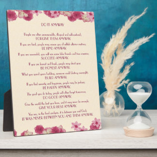 Pink Petals Do It Anyway Plaque