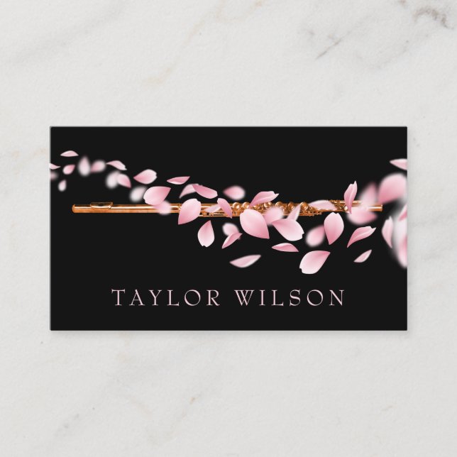 pink petals flute teacher business card (Front)