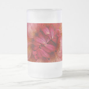pink petals frosted glass beer mug