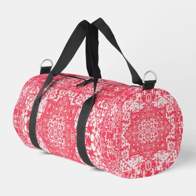 Pink Petals on Kilim Dreams Duffle Bag (Left Corner)