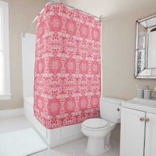Pink Petals on Kilim Dreams Shower Curtain