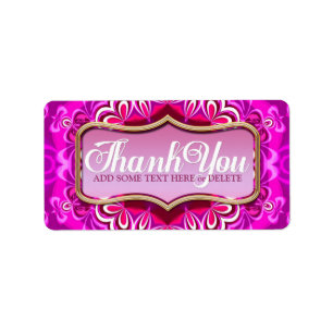 Pink Petals Pattern Thank You Sticker Labels