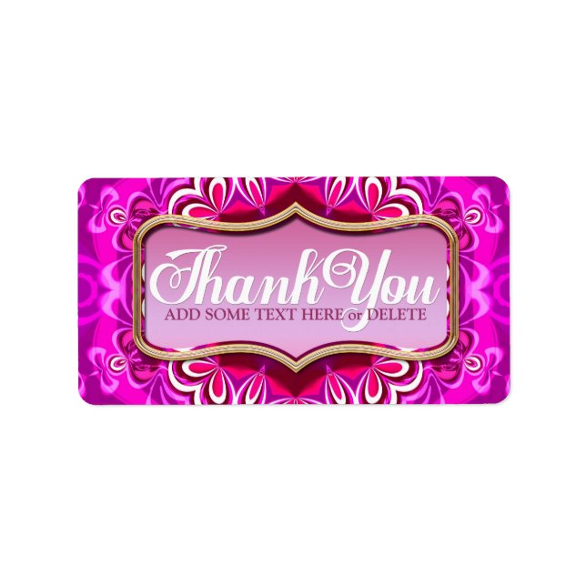 Pink Petals Pattern Thank You Sticker Labels (Front)