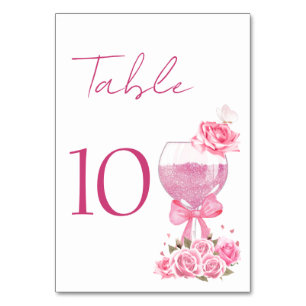 Pink Petals & Prosecco Bridal Shower Table Card