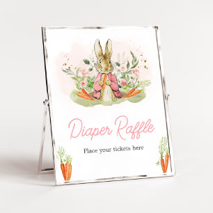 Pink Peter Rabbit Baby Shower Diaper Raffle Poster
