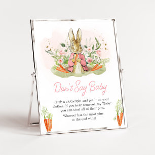 Pink Peter Rabbit Baby Shower Don't Say Baby Poster