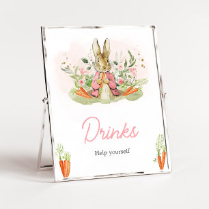 Pink Peter Rabbit Baby Shower Drinks Poster