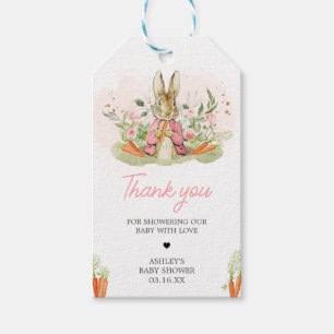 Pink Peter Rabbit Baby Shower Favour Tags