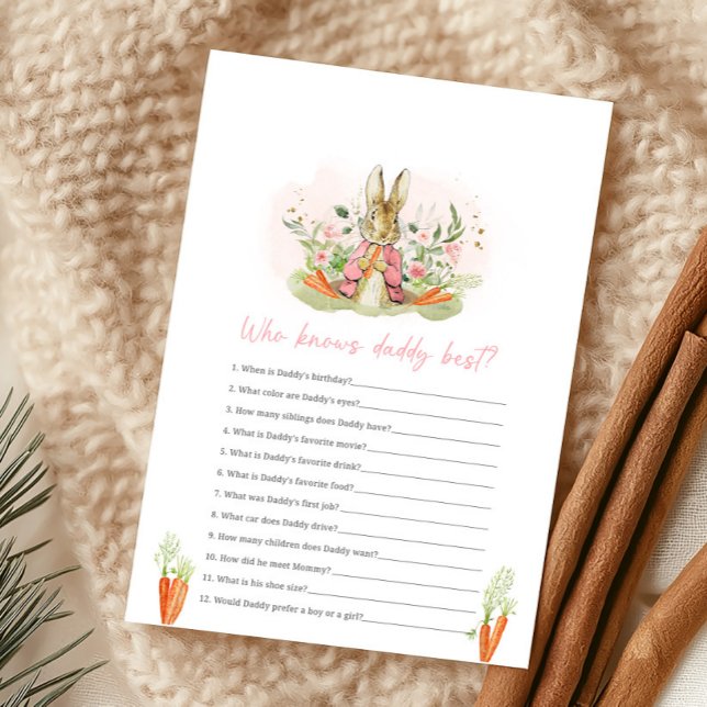 Pink Peter Rabbit Baby Shower Who knows Daddy Game (Creator Uploaded)