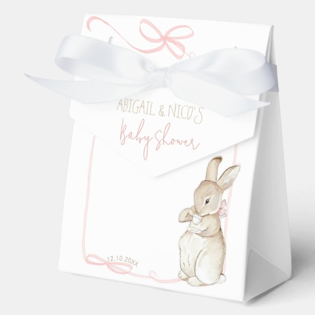 Pink Peter the Rabbit Beatrix Girl Baby Shower Favour Box (Front)