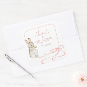 Pink Peter the Rabbit Beatrix Potter Baby Shower  Square Sticker