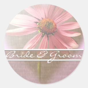 Pink Petunia On Brown Linen Stickers