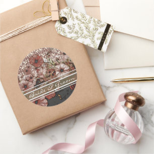 Pink Petunia On Damask Stickers