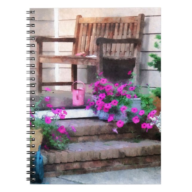 Pink Petunias and Watering Cans Notebook (Front)