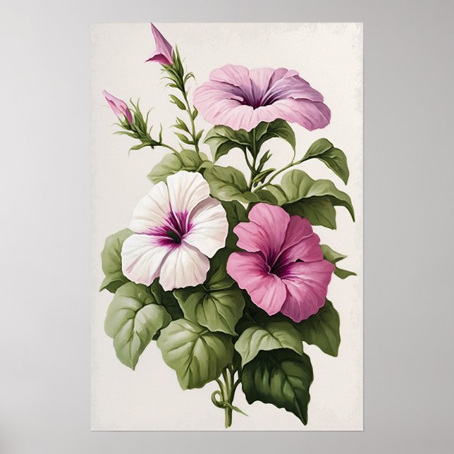 Pink Petunias Flower Art Print Poster (Front)