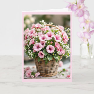 Pink Petunias Personalize Birthday Back Too Card