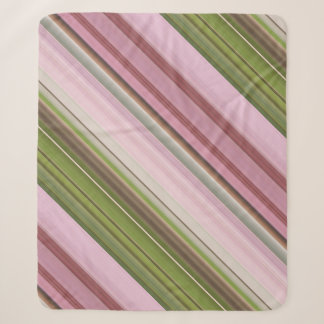 Pink Petunias Pink and Green Stripe Sherpa Blanket