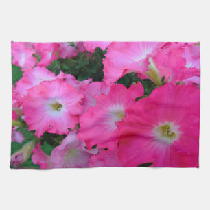 Pink petunias tea towel