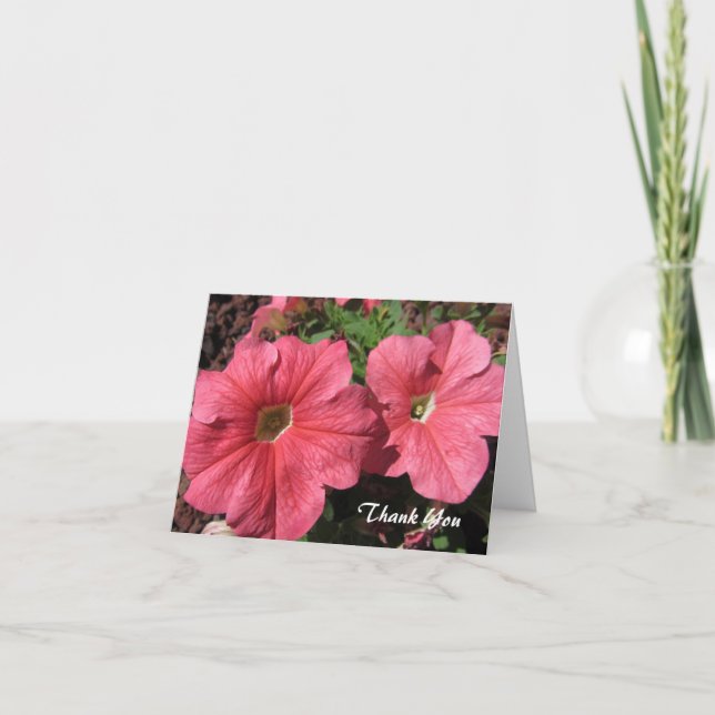 Pink Petunias Thank You Card (Front)