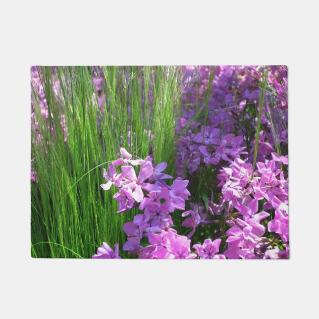Pink Phlox and Grass Summer Floral Doormat (Front)