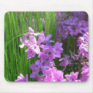 Pink Phlox and Grass Summer Floral Mouse Mat