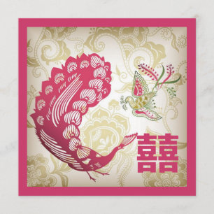 Pink  Phoenix Chinese Bridal shower Invitation